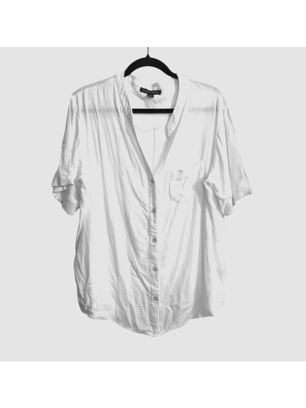 Boston Proper Womens White Button-Up Blouse Size M